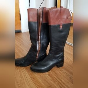 9.5M Franco Sarto Clove2 Two-Tone Leather Knee-High Riding Boots